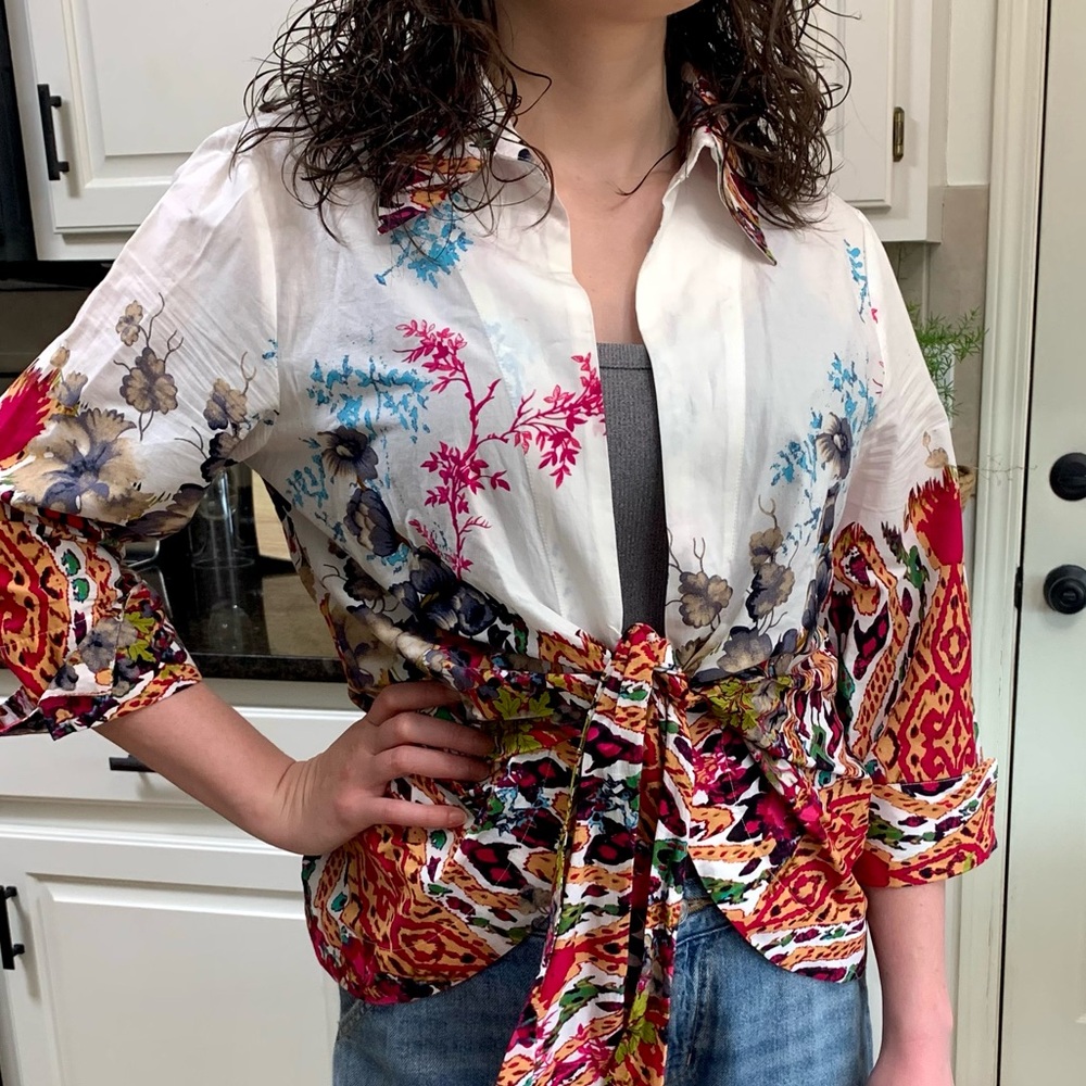 Mishca Colorful Floral Wrap Top